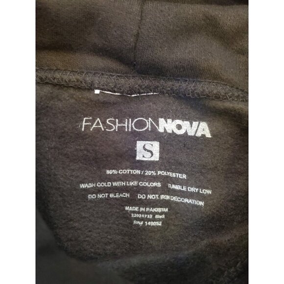 Fashion Nova Hoodie Women's Size Small Black Green All Smiles Over Here NWOT - Picture 2 of 10